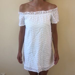 White eyelet off the shoulder dress-Junior S
